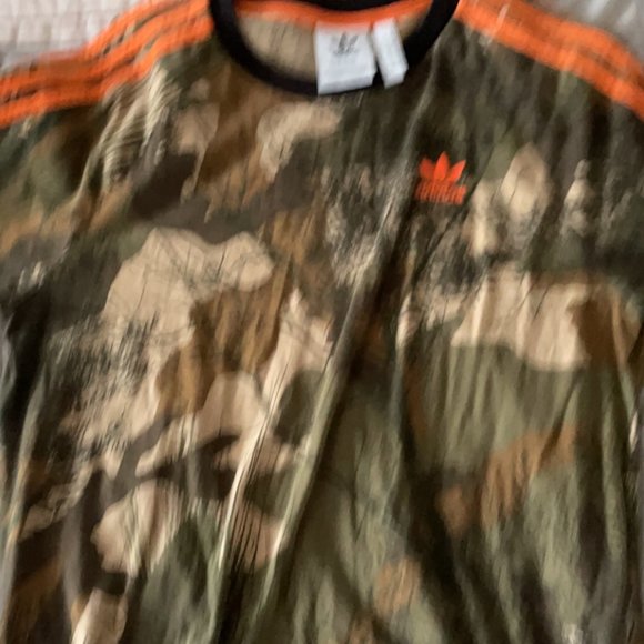 Mens orange stripped camo adidas shirt size small - Picture 1 of 2